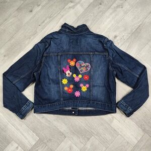 Old Navy Disney Women's XL Jean Jacket Dark Blue Denim Wash Custom